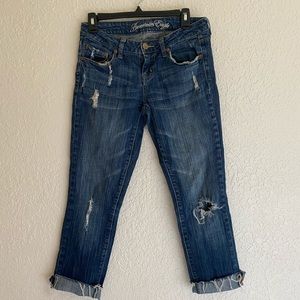 American Eagle Skinny 77 destroyed hem crop jean 6